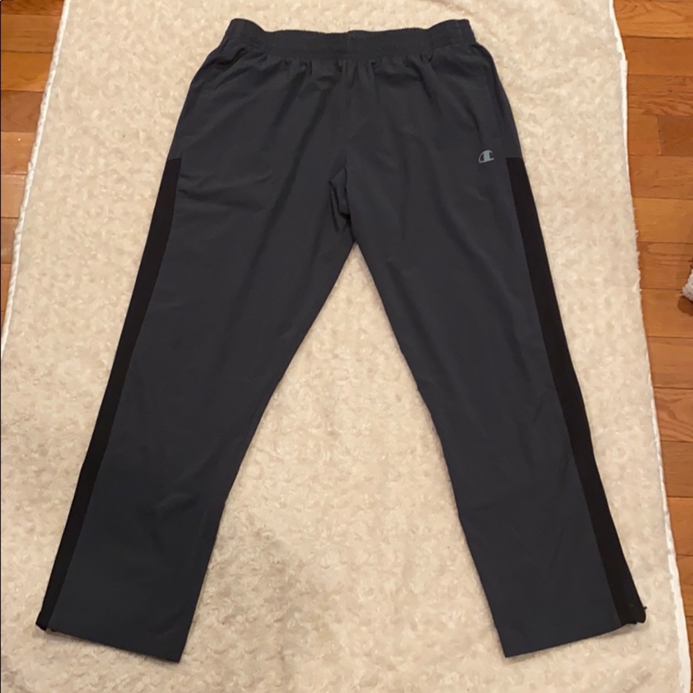 Dark gray joggers, zip on ankle